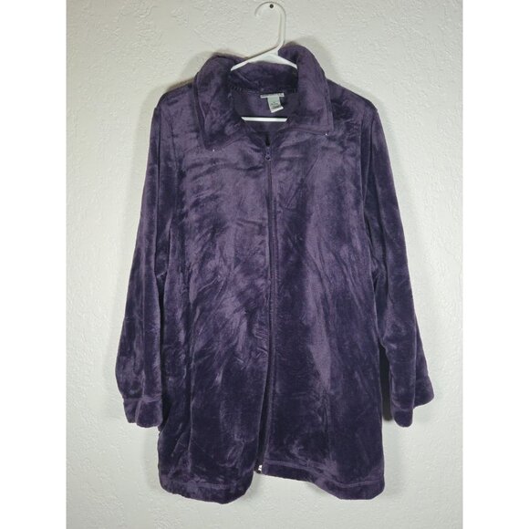 Catherines Tops - Catherines Jacket Womens 1X 18/20 Womens Purple Fleece Athleisure Full Zip